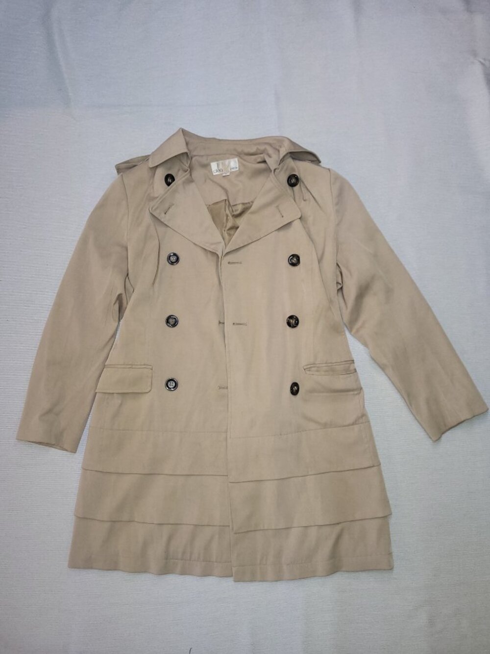 Cleo Petite Women’s Trench Coat Size 4P Beige Double Breasted - Picture 2 of 11